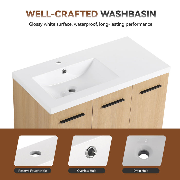 Wall Mounted Floating Bathroom Vanity With Sink, 3 Door Modular Cabinet