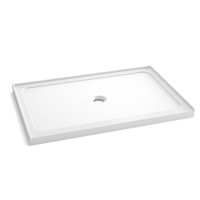 Shower Base, Center Drain With Durable Construction - Gloss White