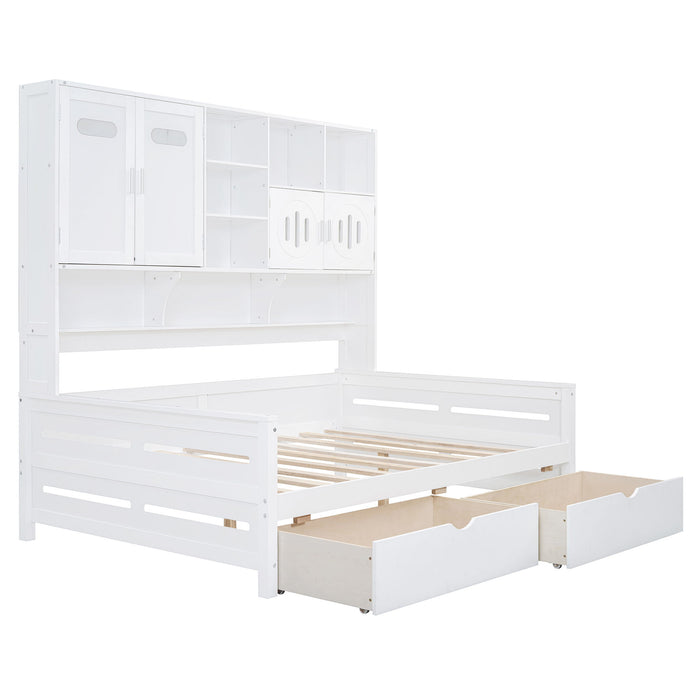 Daybed With All-In-One Cabinet And Shelf