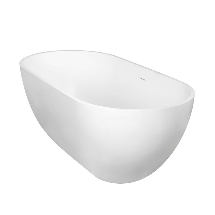 Small Size Stone Resin Solid Surface Oval Shape Freestanding Bathtub For The Bathroom - Matte White