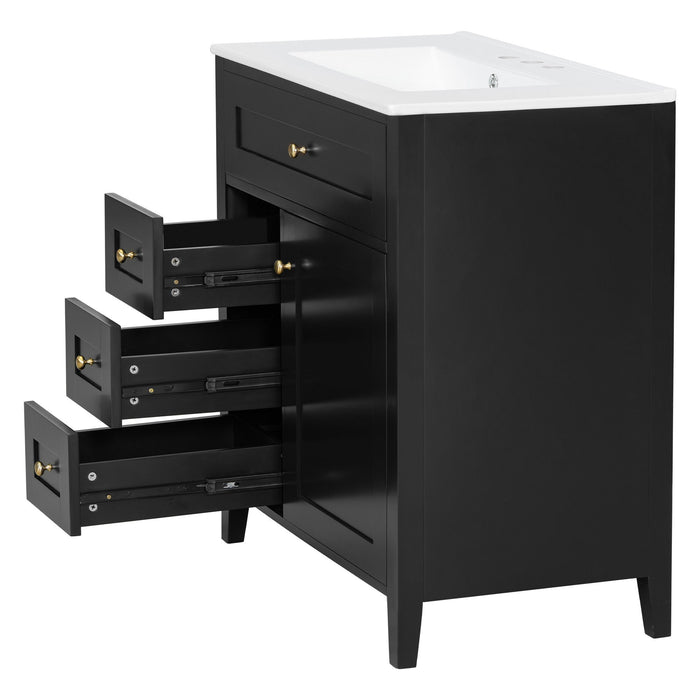Bathroom Vanity With Sink, 3 Drawers And Adjustable Shelf, Freestanding Storage Unit