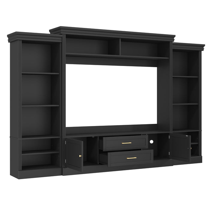 Elegant Entertainment Center Wall Unit With Bookshelves