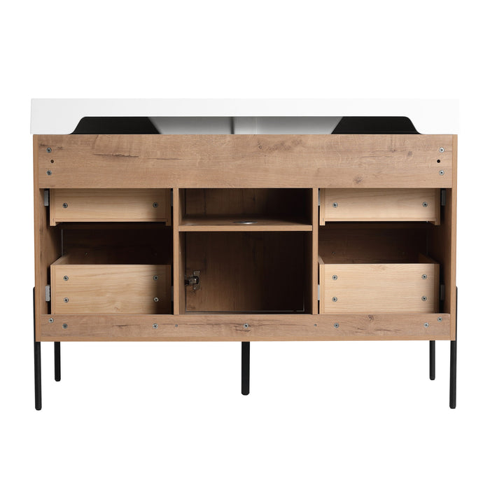 48" Freestanding Bathroom Vanity With Sink, Soft Close Cabinet Doors, 4 Drawers - Imitative Oak