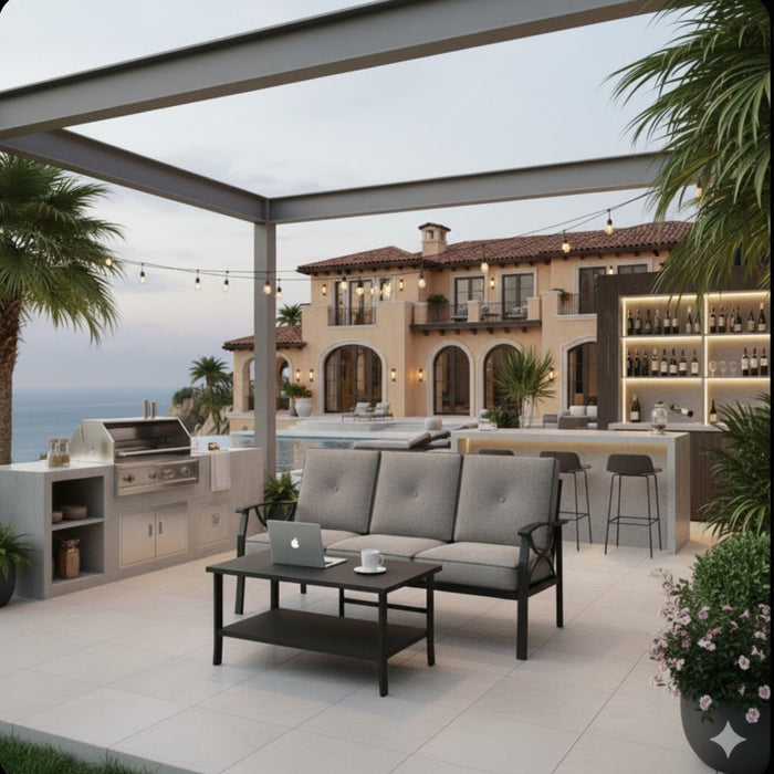 Patio Furniture Set With Coffee Table And Cushions For Backyard