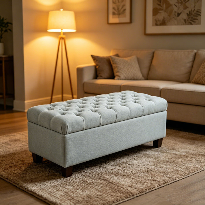 Storage Ottoman Bench With Safety Hinges