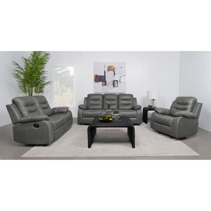 Kenneth - Upholstered Reclining Sofa With Track Arms - Dark Gray