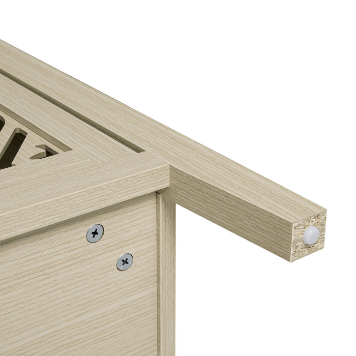 Hollowed Out Cabinet With 4 Doors, Suitable For Bedroom - Natural