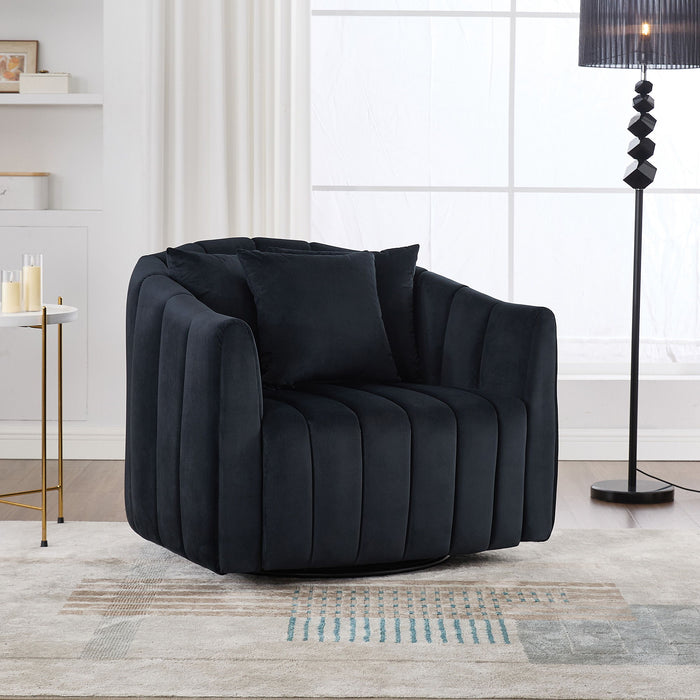 Upholstered Oversized 360° Swivel Accent Barrel Chair And Half Cozy Sofa With 3 Pillows