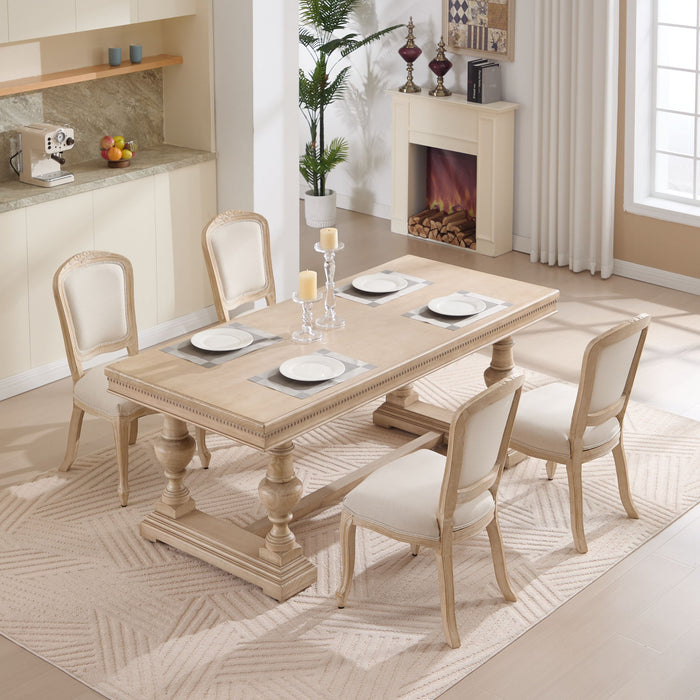 Dining Chairs Upholstered With Fan Shaped Back (Set of 2) - Beige