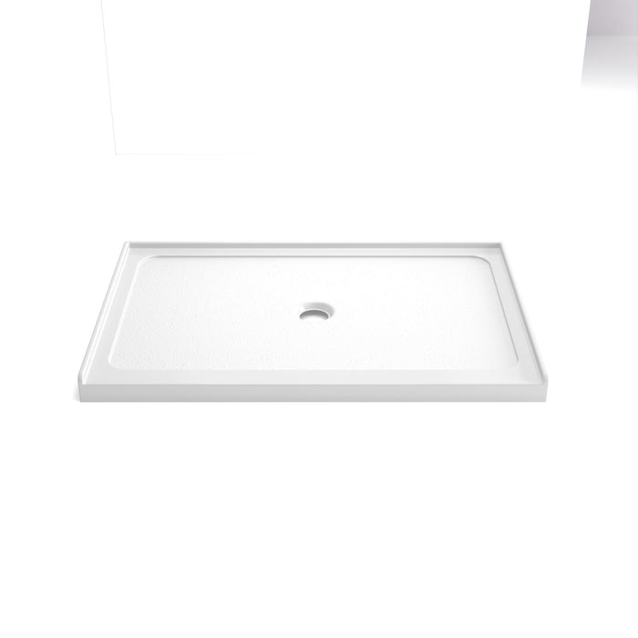 Shower Base, Center Drain With Durable Construction - Gloss White