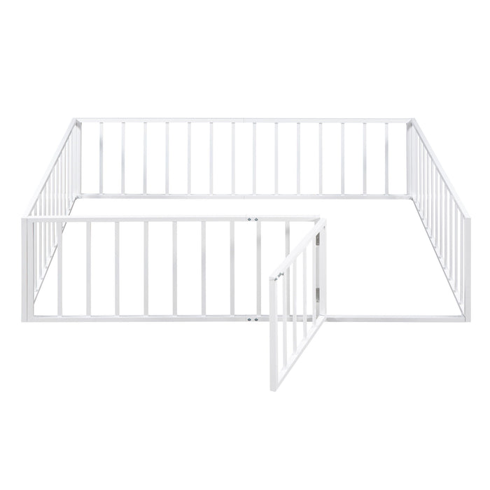 Metal Floor Bed Frame With Fence And Door
