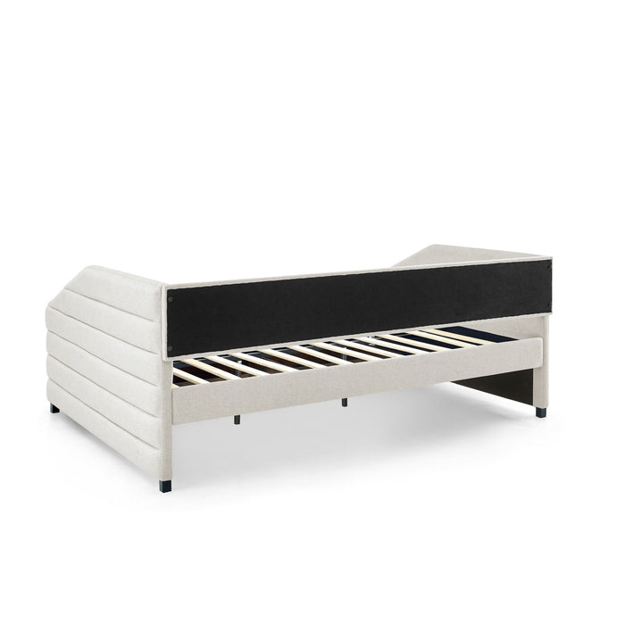 Elegant Daybed With Trundle Upholstered Tufted Sofa Bed