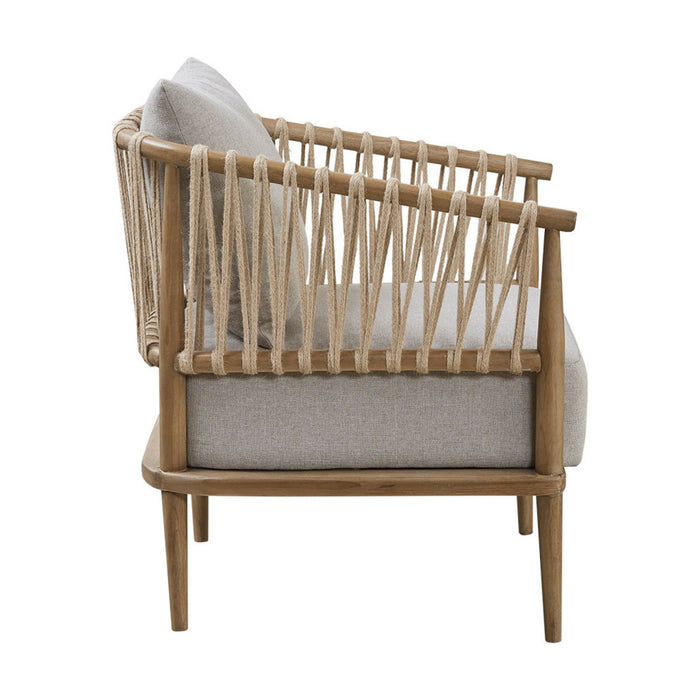 Arm Chair With Open Weave Jute Twine Rope Design - Natural