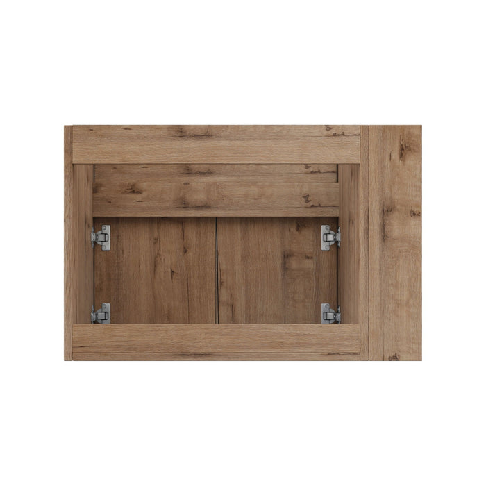 Wall Mounted Bathroom Vanity With Open Shelf, 29" Size (Vanity Only) - Imitative Oak