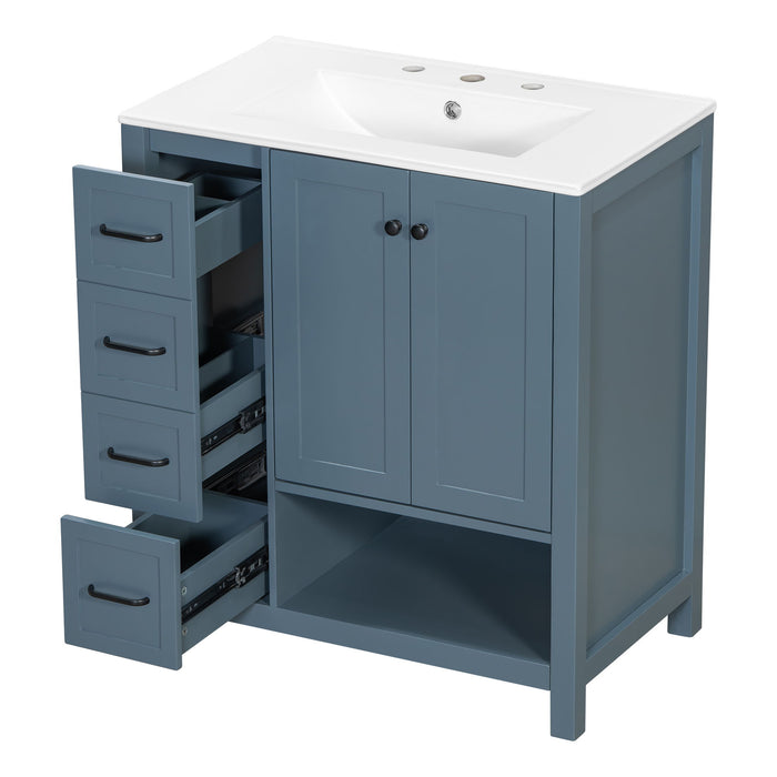 Bathroom Vanity With Sink Top, Bathroom Vanity Cabinet With 2 Doors And 2 Drawers, Open Shelf
