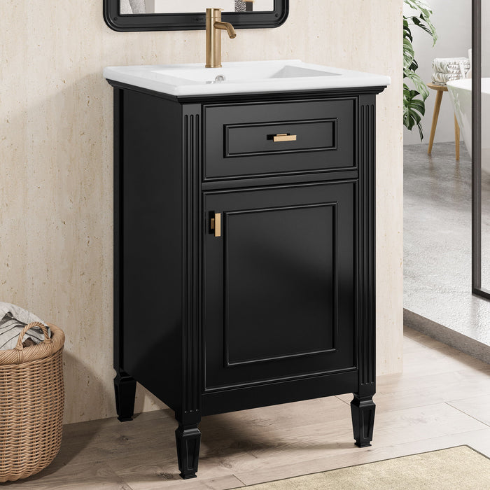 Bathroom Vanity With Sink, Adjustable Shelf, Tilt-Out Drawer