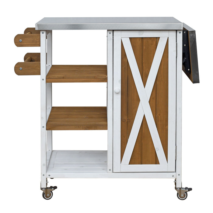 Foldable Outdoor Kitchen Island With Storage Cabinet