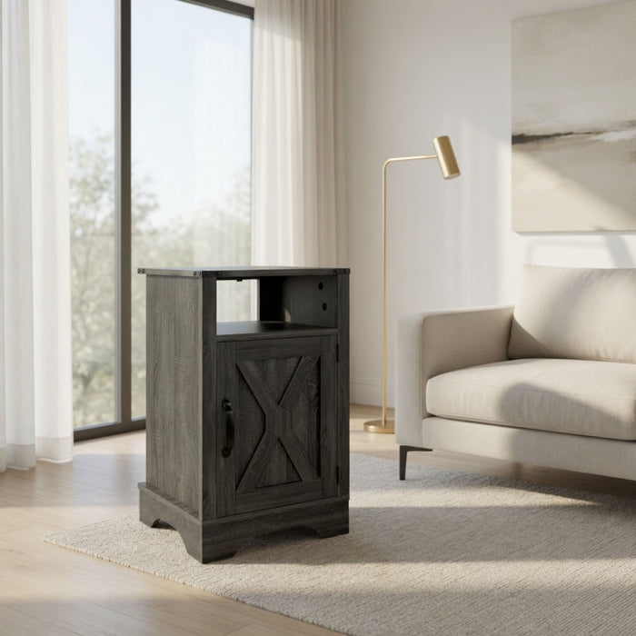 Farmhouse Nightstand, Charging Station & Storage