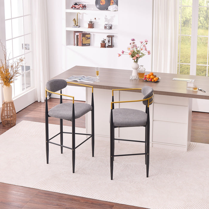 Upholstered Bar Stool With Ergonomic Design (Set of 2)