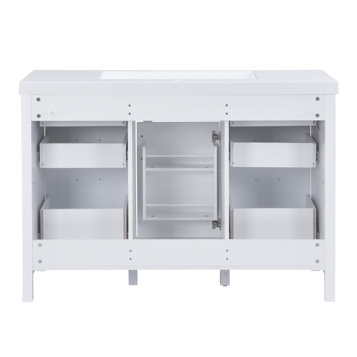 47.25" Modern Bathroom Vanity With Sink, Soft Close Single Door & 6 Drawers - White