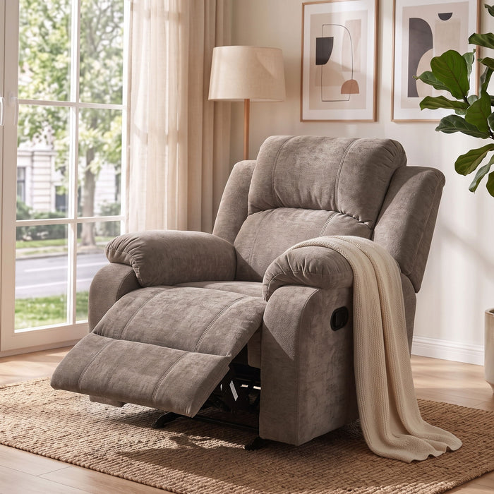 Upholstered Manual Recliner Chair With 3 Adjustable Backrest Positions