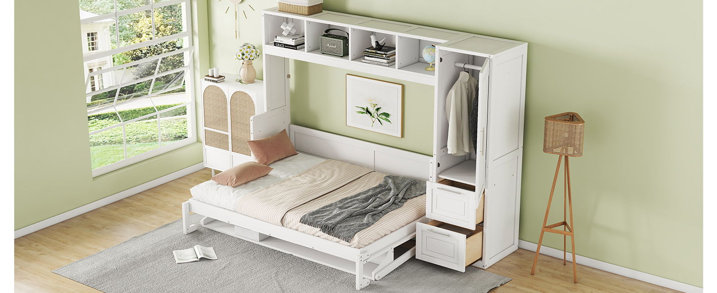 Space Saving Murphy Wall Bed With Closet And Drawers