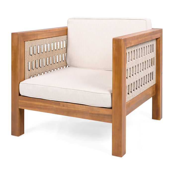 Outdoor Club Chair & Rope Arm And Cushions