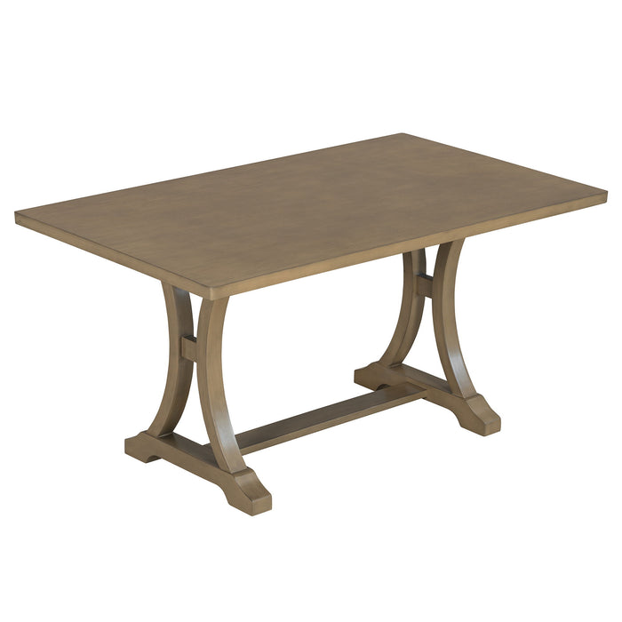 Dining Table Set With 4 Upholstered Chairs And Bench