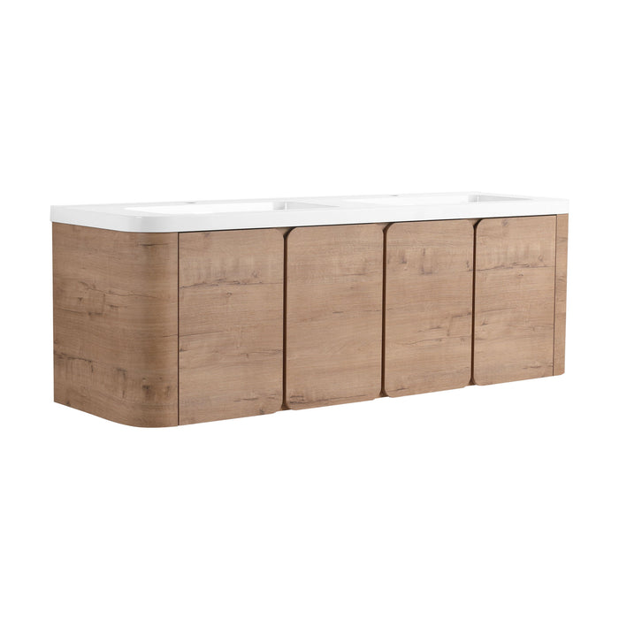 Wall Mounted Bathroom Vanity With Sink, 3 Soft Close Doors