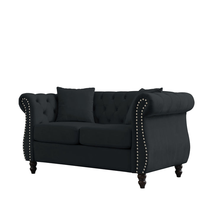 Chesterfield Sofa With Rolled Arms And Nailhead Trim