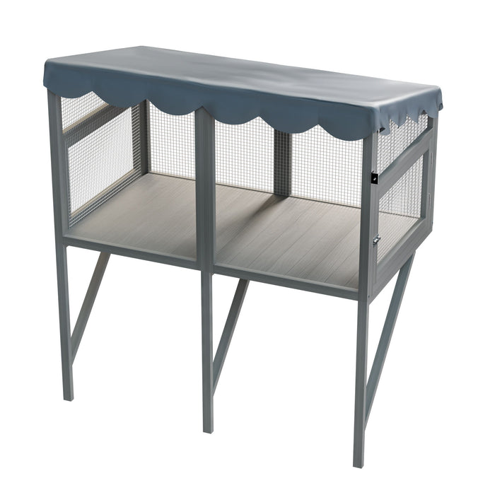 Window Perch Catio For Indoor Cats, Expandable Enclosure With Secure Frame And Waterproof Roof, Suitable For Multiple Kittens - Gray