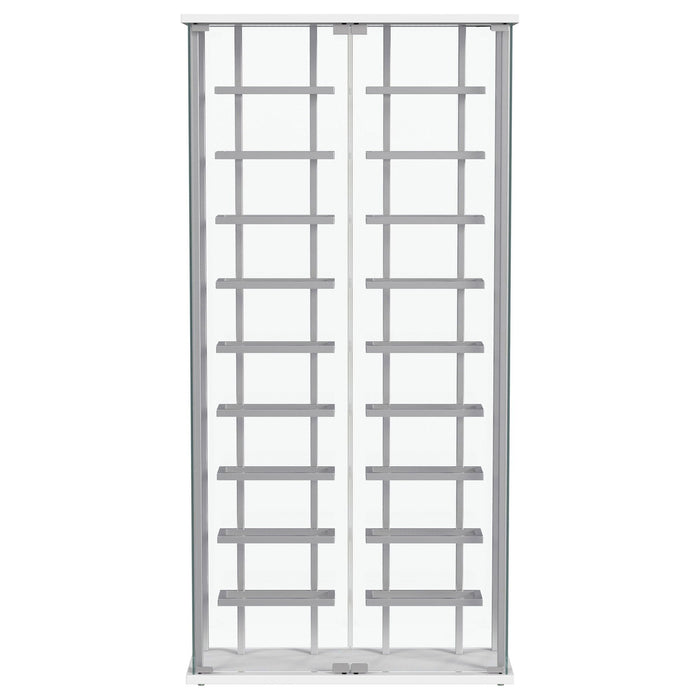Wine Storage LED Curio Cabinet - Chrome
