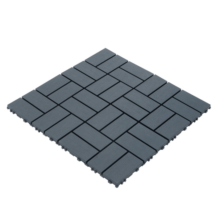 Outdoor Interlocking Design Deck Tiles (Set of 44) - Gray