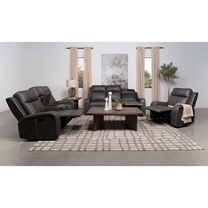 Forrest - Motion Reclining Sofa Comfort With Elegant Tufting And Wide Track Arms - Gray