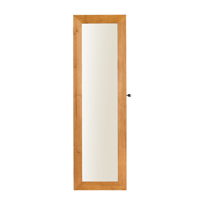 Jewelry Armoire Organizer With Full Length Mirror, Wall Mounted Lockable Cabinet With LED Light