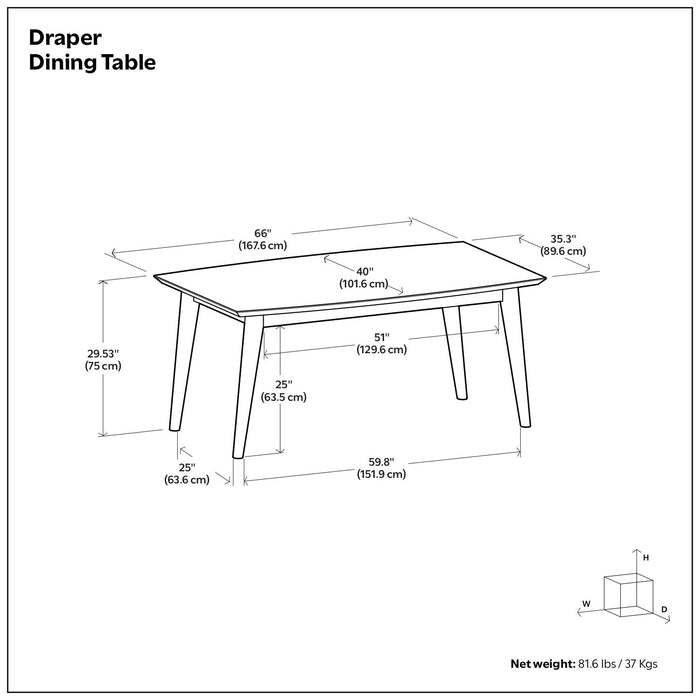 Draper - Dining Table, Rectangular Top