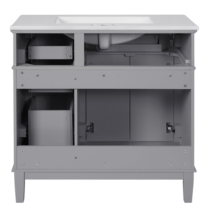 Modern Bathroom Vanity With Ceramic Sink, Soft Close Storage Cabinet