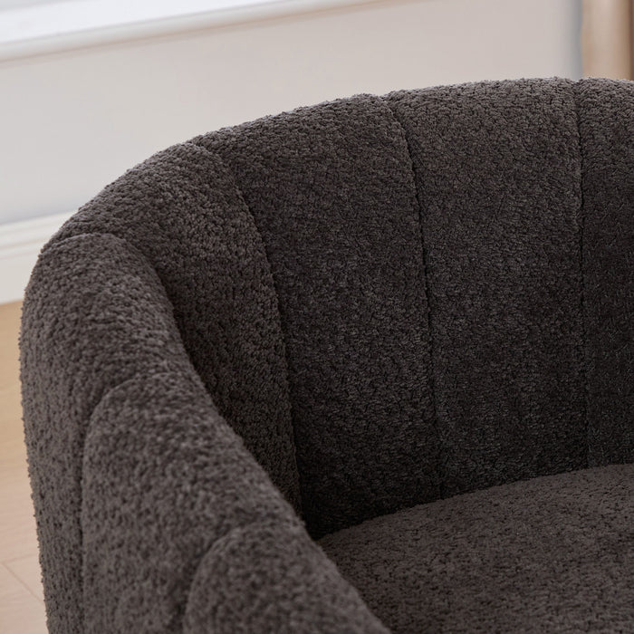 Swivel Upholstered Barrel Chair With Metal Base