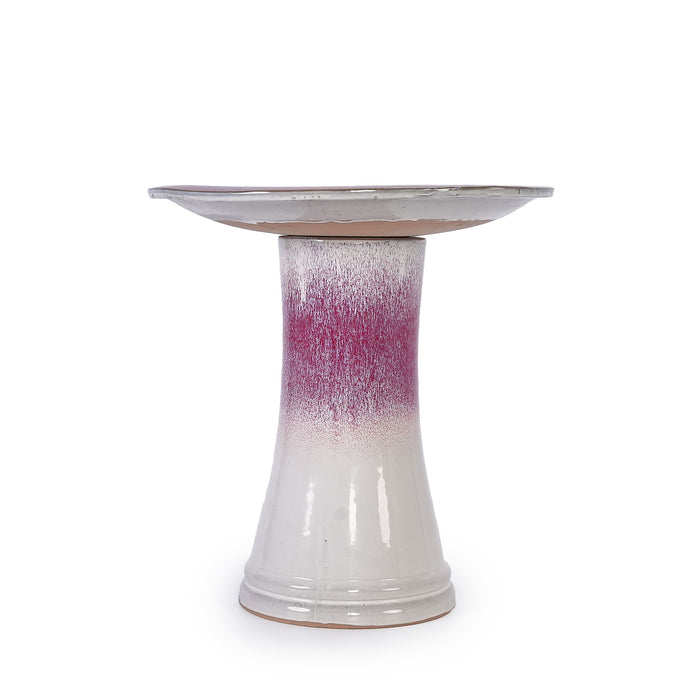 Birdbath For Patio, Garden - White / Pink