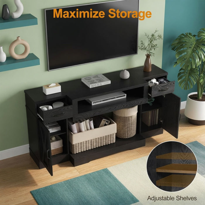 TV Stand With Adjustable Shelves & Double Doors