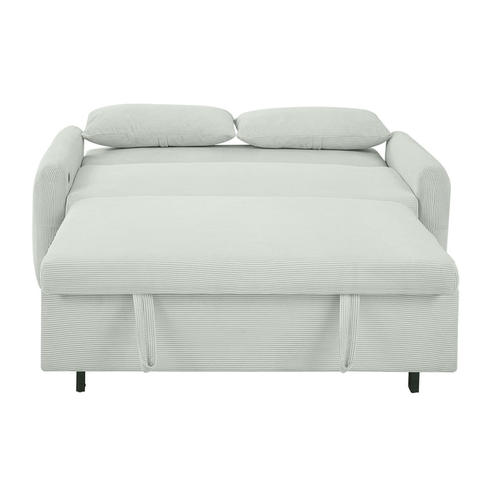 Pull-Out 2 Seat Modern Sleeper Sofa With 2 Throw Pillows And USB Ports
