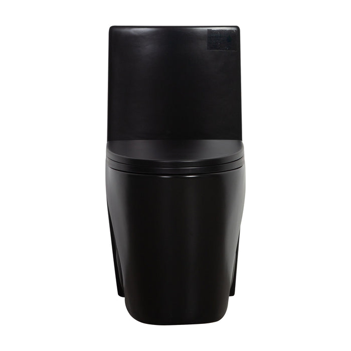 1.1 / 1.60 Gpf Dual Flush 1 Piece Toilet, Water Saving Elongated Comfort Height Floor Mounted, Soft Close Seat, 1000 Gram Map Flushing Score Toilet - Matte Black