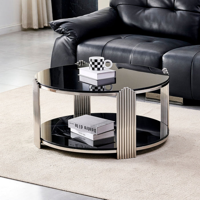 Round Table With Double Layer Storage