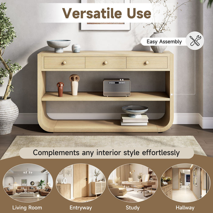 Console Table With 3 Soft Close Drawers & 2 Open Shelves