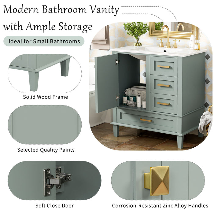 Bathroom Vanity, Modern Bathroom Cabinet With Sink Combo Set, Bathroom Storage Cabinet With A Soft Closing Door And 3 Drawers, Solid Wood Frame