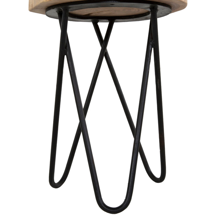 Rustic Accent Round Table With Iron Hairpin Legs