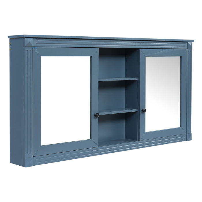 Modern Wall-Mount 2 In 1 Mirror Cabinet With Adjustable Shelves, Soft-Closing Hinges