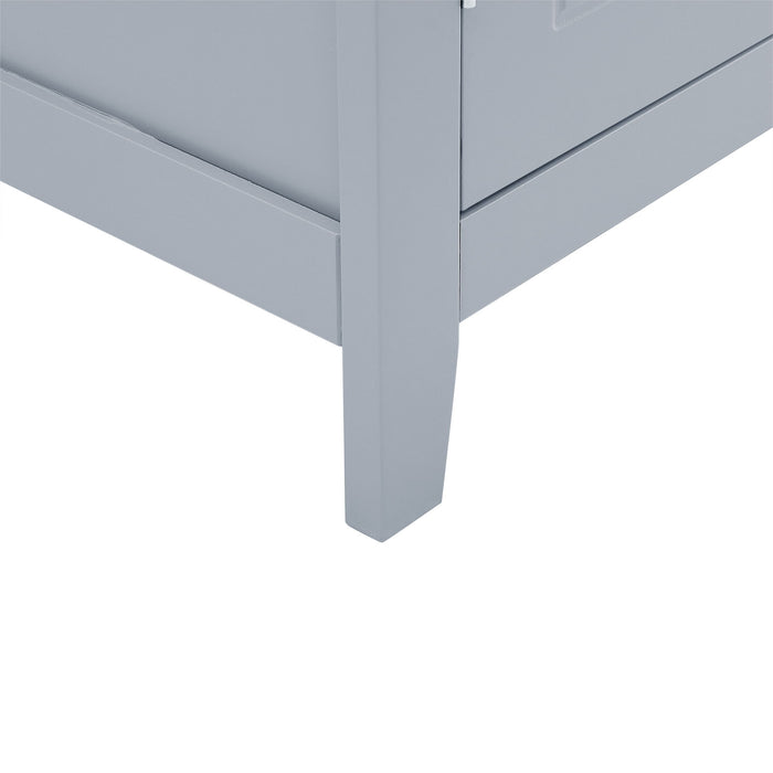 Elegant Bathroom Floor Storage Cabinet With 4 Doors, Adjustable Shelves