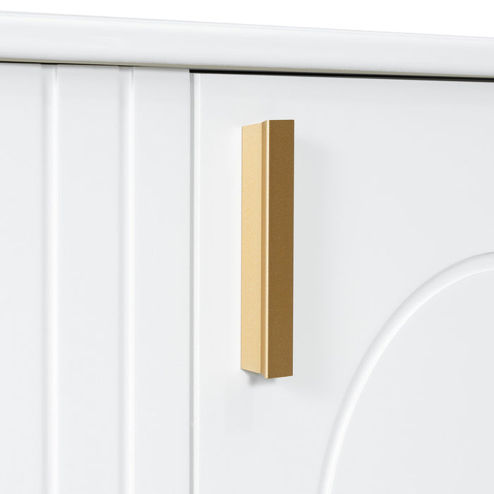 Classic Retro Bathroom Vanity With Sink, Door Shelf, Side Open Storage Frame