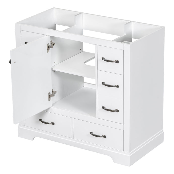 Modern Bathroom Vanity Base Only, 6 Drawer Storage With Adjustable Shelf
